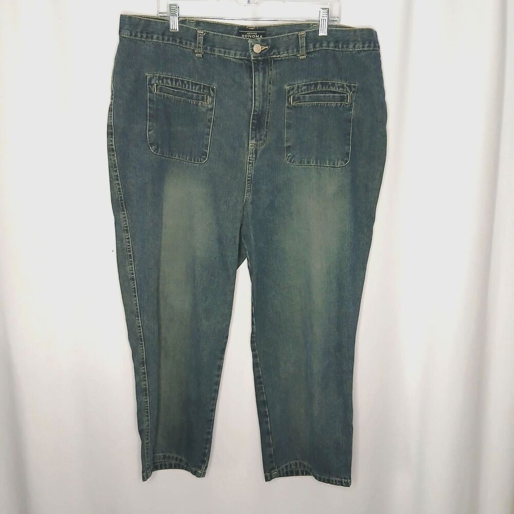 Sonoma Cropped Capris Jeans Pockets High Rise Relaxed Fit Denim Pants Womens 20W